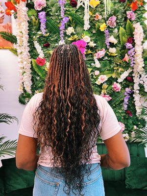 Boho box braids with human + synthetic hair