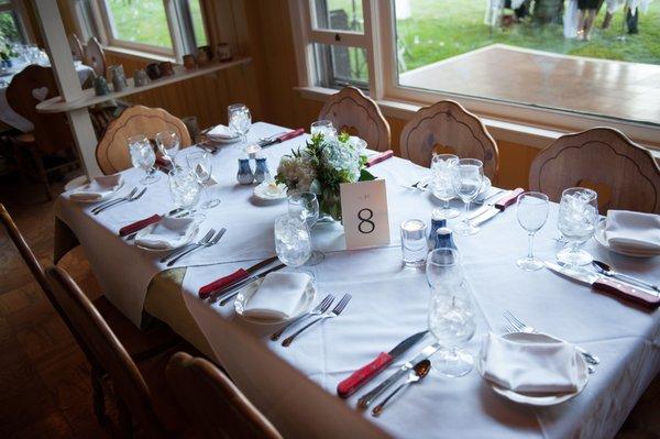 Have a rehearsal dinner or wedding in our darling dining room with mountain views.