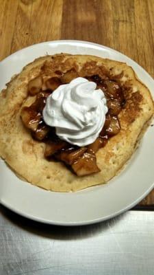 Baked apple pie pancake with a cinnamon glaze