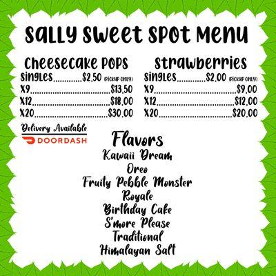 Sally Sweet Spot Menu