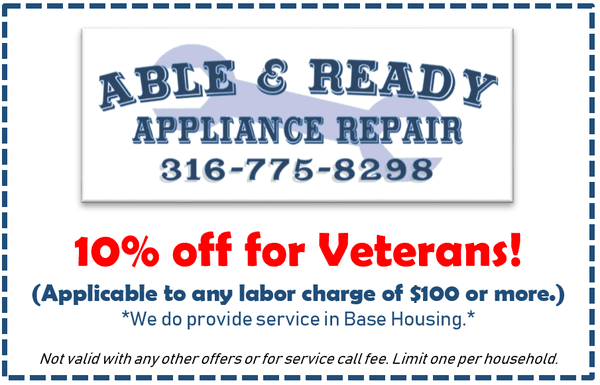 10% off for Veterans (for any repair over $100)