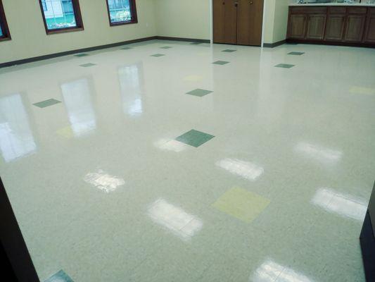 Conference room floor stripped and waxed