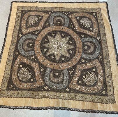 Antique Ottoman Metal Tablecover Embroidery #8114
 $1,500.00
 Size: 3'x 3′
 Age: Late 19th-early 20th century