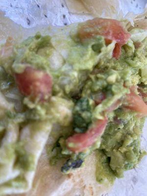 Guac in my burrito! So fresh and delicious!!