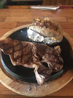 Ribeye and loaded baked potato