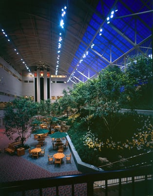 Hospital Atrium at night.