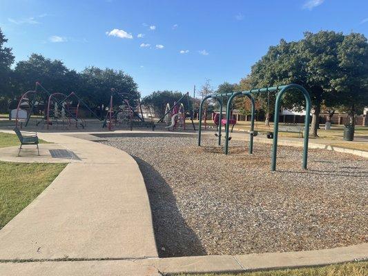 Swings, baby swings, bench, climbing playground