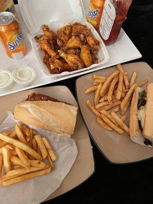 Cayenne Lemon Pepper Wings, Philly Cheesesteaks, and Chicken Parmesan.