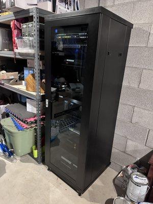 Equipment rack in the basement