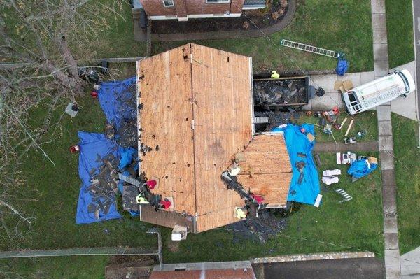 Old roof shingles have been removed