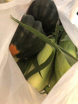 Corn and acorn squash