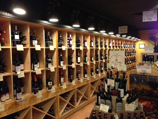 An entire side of the store dedicated to great wines under $25