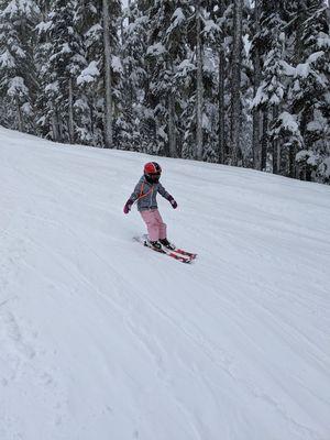 Evie carving up duck soup.