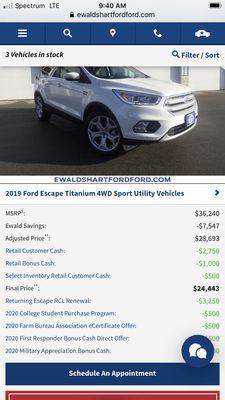 The car that ewald lied about the Price they have posted