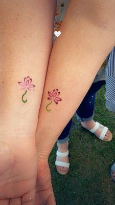 Mother /  Daughter matching airbrush tattoos