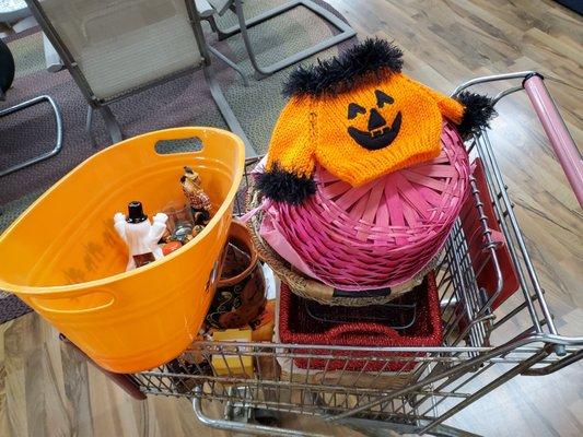 Halloween stuff is out. Kitty will be thrilled to get a new sweater!