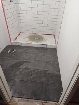 Floor tile in bathroom