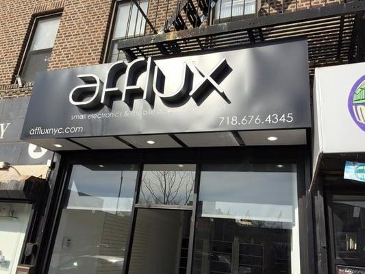 Outside Afflux store at Bath Ave, Brooklyn