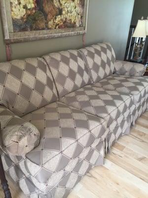 Almost new Ethan Allen couch 80" long. It has a matching chair and ottoman,