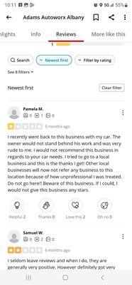 Reviews customers left on the previous business's page not realizing the ownership hadchange.