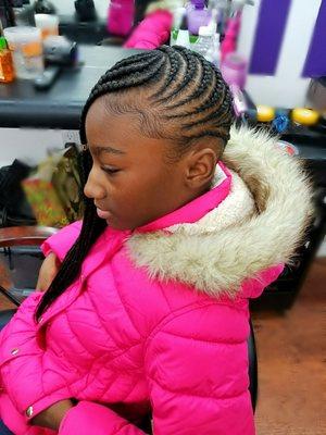 DR Salon. We specialize in braids. Feed in braids, box braids.