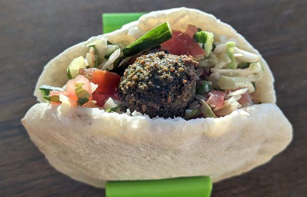 Our green falafel. Color comes from cilantro and parsley