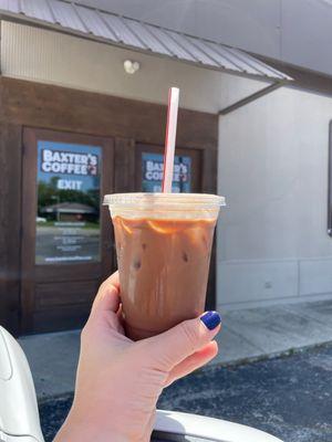 Iced dark chocolate with salted caramel. Yum!