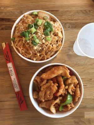 Pad Thai (top); Sweet & Sour Chicken (bottom)