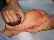 Foot massage using the first type of kansa massage "bowl"  we had.  How they have a more comfortable wooden handle.