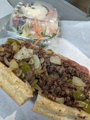 Steak bomb and a Greek salad!