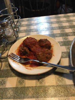 Gross meatballs. Only ate part of one. Still had to pay for it.