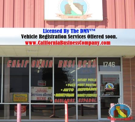 Licensed by the DMV Providing Vehicle Registration Services.