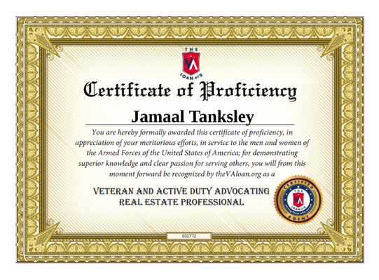 Certified Veteran and Active Duty Advocating Real Estate Professional