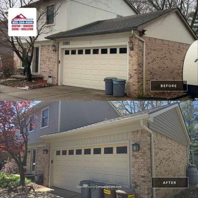 Siding installation before and after