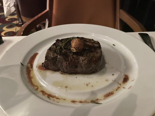 The filet mignon was very delicious and cooked to perfection based on the way you order it.