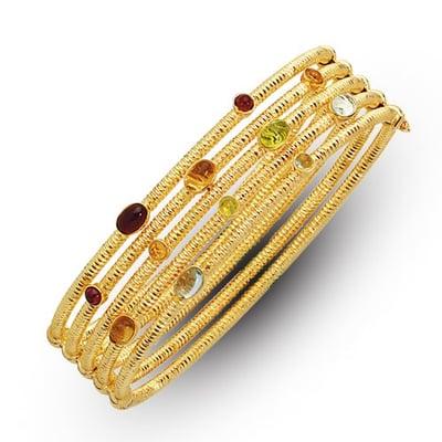 "Add a splash of color with this matching Peridot, Garnet, Amethyst, Blue Topaz & Citrine bracelet set."