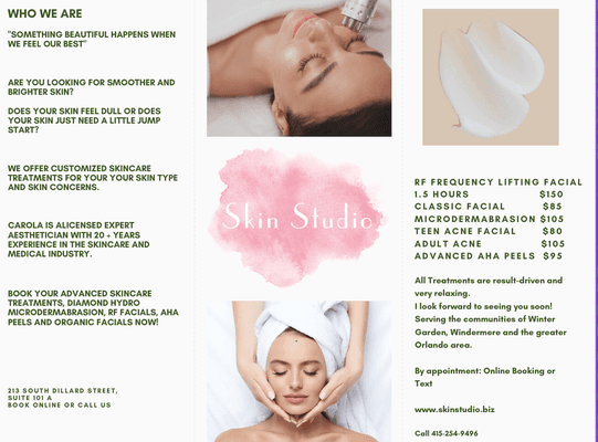 Our Menu and Treatments