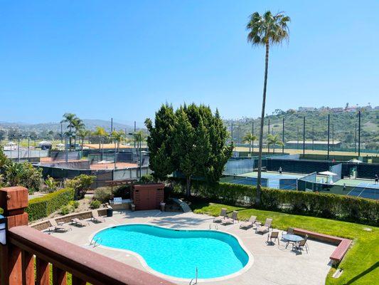 The beautiful heated swimming pool available to use for guests at three of our vacation rentals in La Costa.