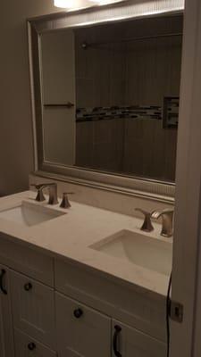 New Vanity with  quartz countertop with Jack and Jill sink