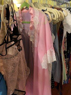 Pink 1960s nylon lingerie robe