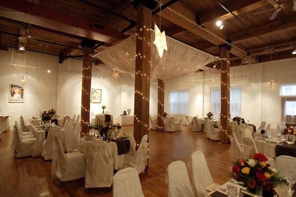 The "Mulberry Room" set up for a wedding reception.