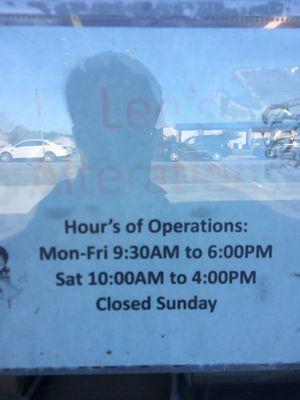 The store hours!