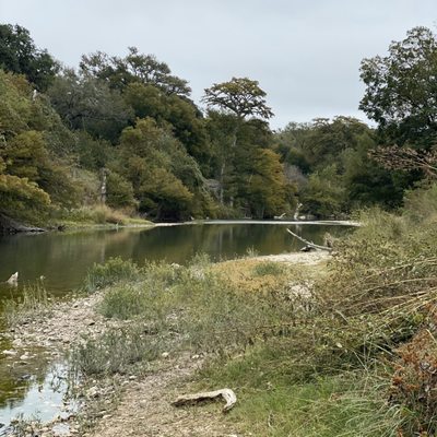 Downstream view, Oct 2019, low water level