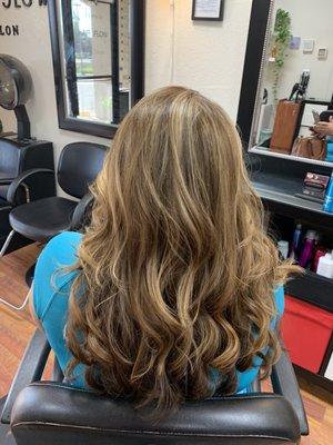 Blond highlights on dark hair