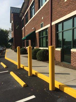 Need Epoxy? Bollard and Curb Painting for Parking Area Compliance Knoxville TN - Gatlinburg 865-680-9225