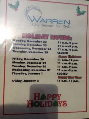 2014-2015 Holiday Hours