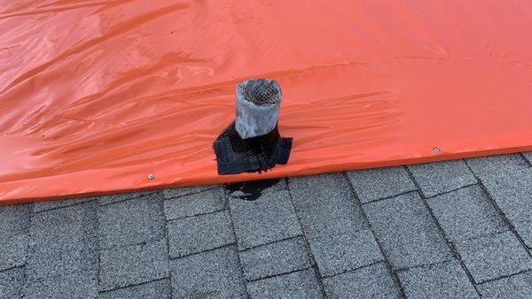 Stormseal roof wrap for storm-damaged homes.