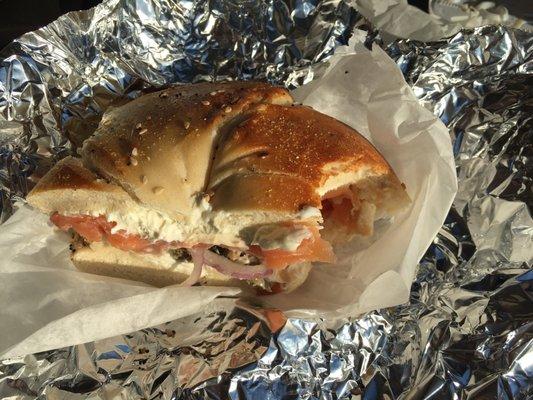 Everything Bagel with Fresh Lox and Cream Cheese and the Works