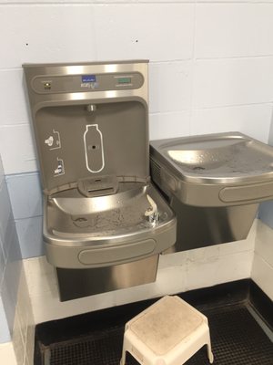 Remodeled water fountain with bottle filler