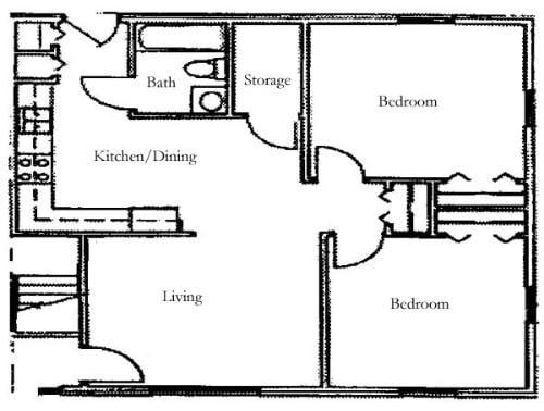 2 Bedroom Apartment Floorplan